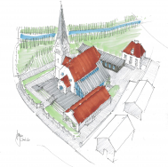 Skizze der evangelischen Kirche in Miesbach