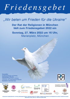 Plakat zum Friedensgebet für die Ukraine im März 2022